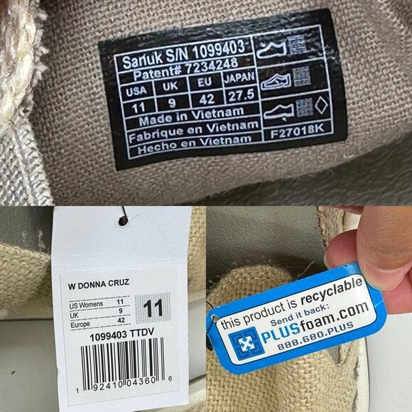 NWT Sanuk Women's Donna Cruz Burlap turtledove beige tan women’s sz 11 - Picture 8 of 9